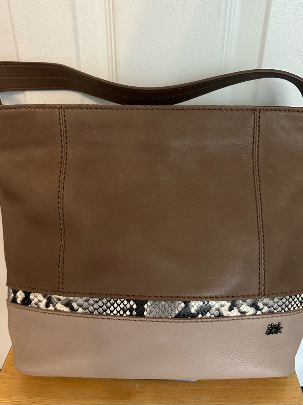 The Sak De Young 100% Leather Hobo with Snakeskin Accent 9x12 New W/O Tag